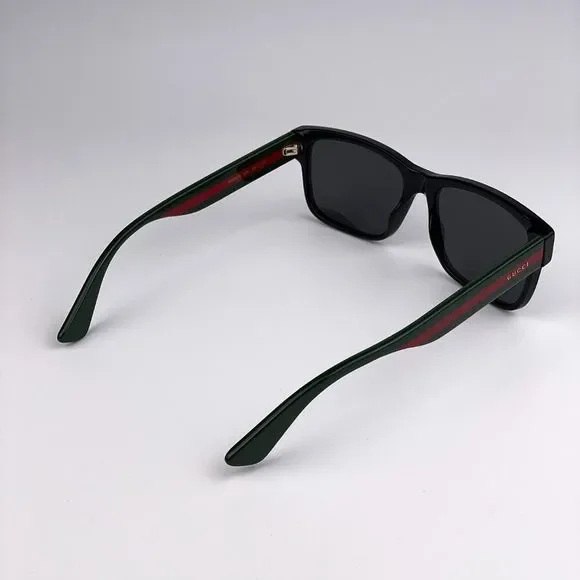 🔥 Gucci GG0340S 006 Sunglasses Black Green Red Grey Rectangle Men